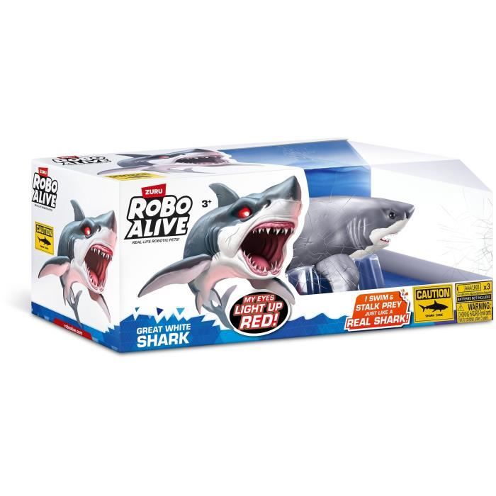 Interactive Toy - ZURU - Shark Attack Robo Alive - Great White Shark with Realistic Movements and Glowing Eyes