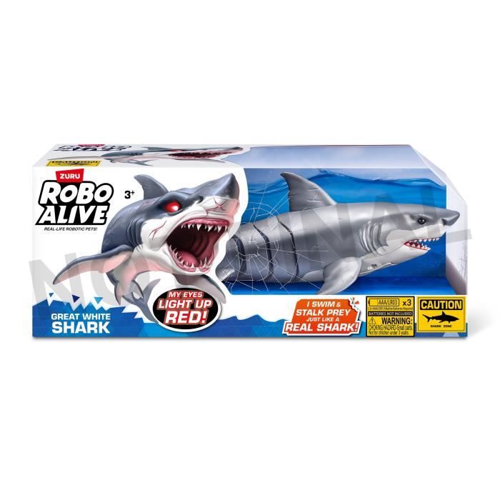 Interactive Toy - ZURU - Shark Attack Robo Alive - Great White Shark with Realistic Movements and Glowing Eyes