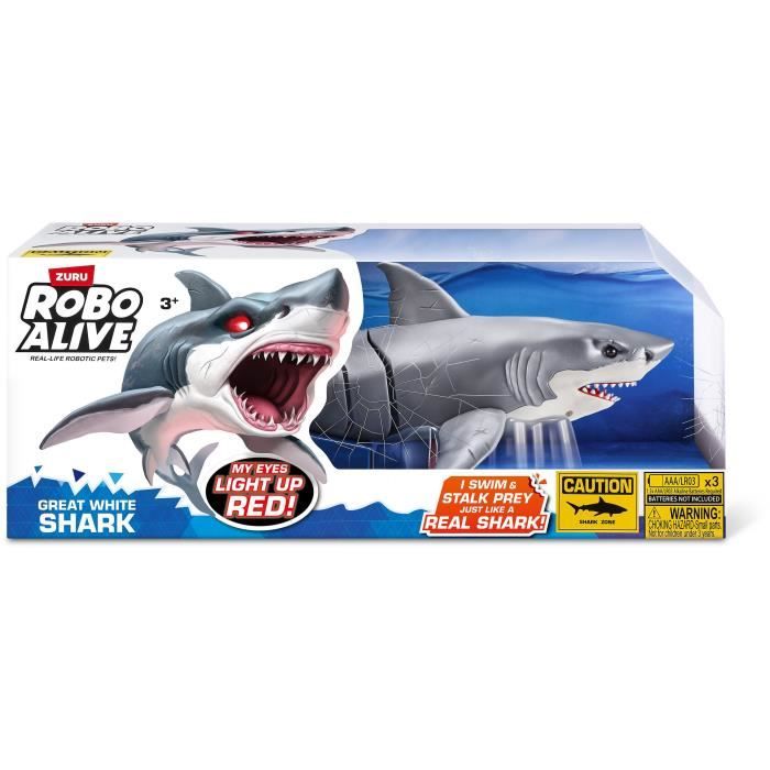 Interactive Toy - ZURU - Shark Attack Robo Alive - Great White Shark with Realistic Movements and Glowing Eyes