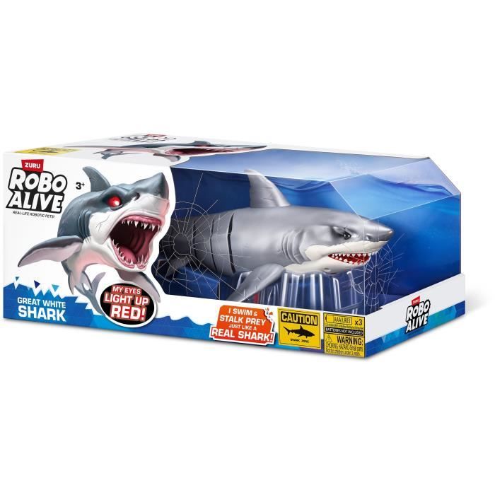 Interactive Toy - ZURU - Shark Attack Robo Alive - Great White Shark with Realistic Movements and Glowing Eyes