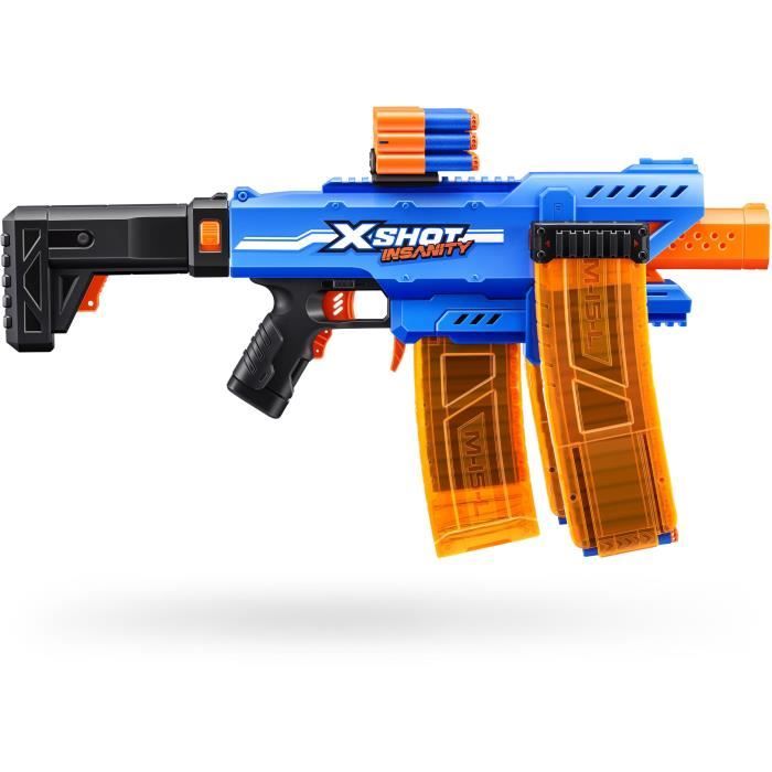 Motorized Blaster - ZURU - X-SHOT Clip Blaster - 4 magazines - Range 27 m - Extensions included