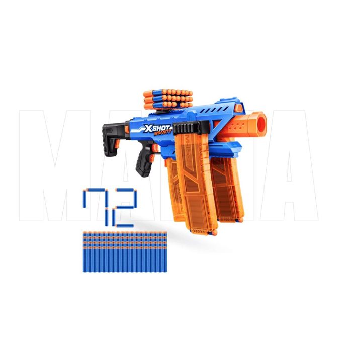 Motorized Blaster - ZURU - X-SHOT Clip Blaster - 4 magazines - Range 27 m - Extensions included