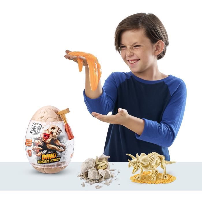Digging Game - ZURU - ROBO ALIVE Dino Fossil Find - 4 Dinosaurs to Assemble - Rock and Slime - Fossils to Collect