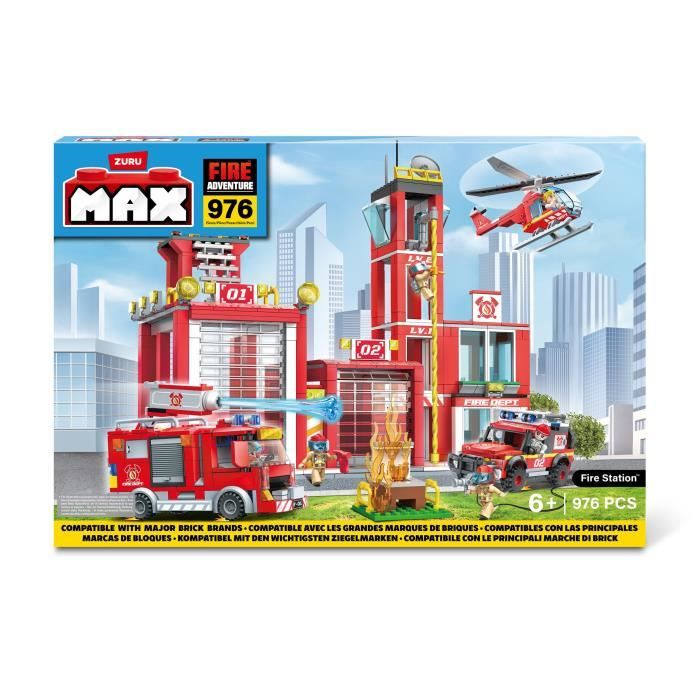 Construction Set - ZURU - Fire Station Large (976 pieces) - Create a fire station with vehicles and accessories