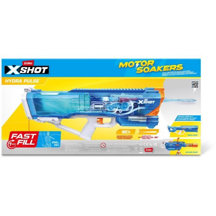 Motorized water gun - ZURU - X-SHOT Hydra Pulse - Quick filling - Rechargeable battery - 9 m range - 650 ml tank
