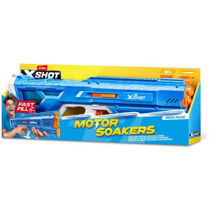 Motorized water gun - ZURU - X-SHOT Mega Pulse - Quick filling - Rechargeable battery - Range 9 m - 1.1 L tank