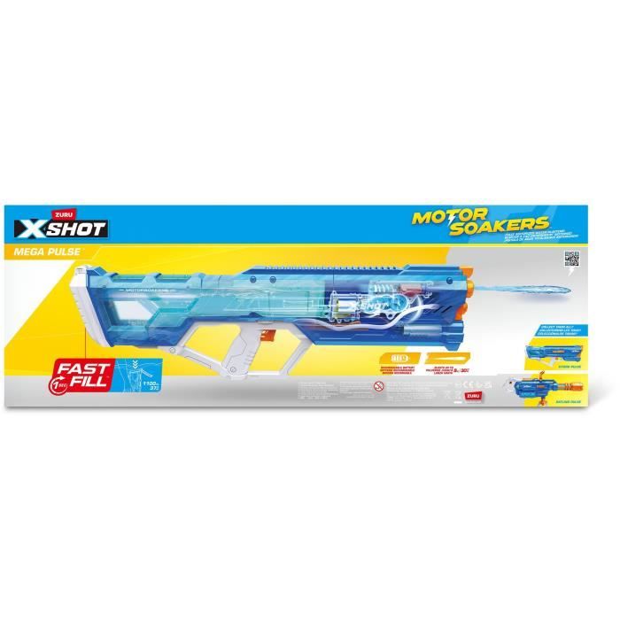 Motorized water gun - ZURU - X-SHOT Mega Pulse - Quick filling - Rechargeable battery - Range 9 m - 1.1 L tank