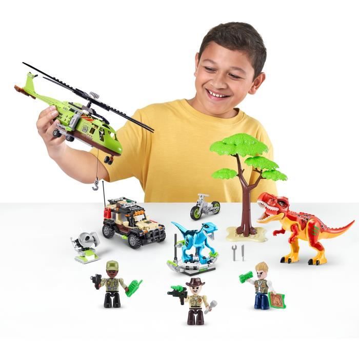 Construction Set - ZURU - Dino Adventure Dino Hunt (592 pieces) - Prehistoric adventure with dinosaurs and vehicles