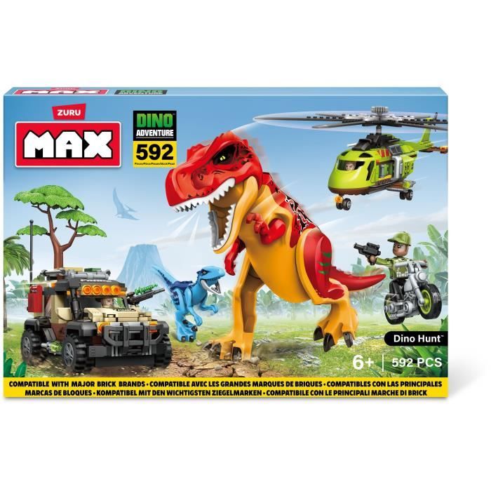 Construction Set - ZURU - Dino Adventure Dino Hunt (592 pieces) - Prehistoric adventure with dinosaurs and vehicles