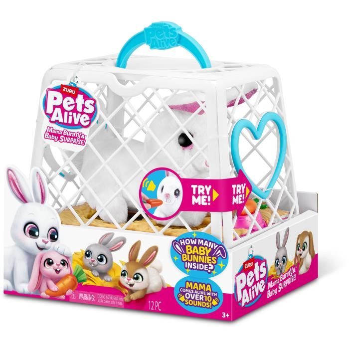 Interactive Game - ZURU - PETS ALIVE Mama Bunny & Baby - Sound Bunny - 10 Sounds - Surprise Babies