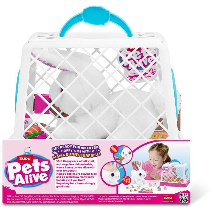 Interactive Game - ZURU - PETS ALIVE Mama Bunny & Baby - Sound Bunny - 10 Sounds - Surprise Babies