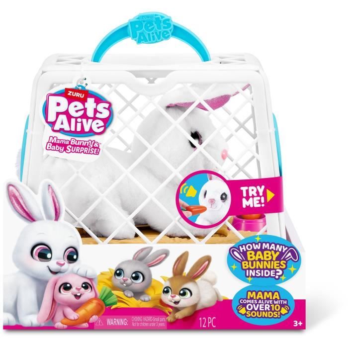 Interactive Game - ZURU - PETS ALIVE Mama Bunny & Baby - Sound Bunny - 10 Sounds - Surprise Babies