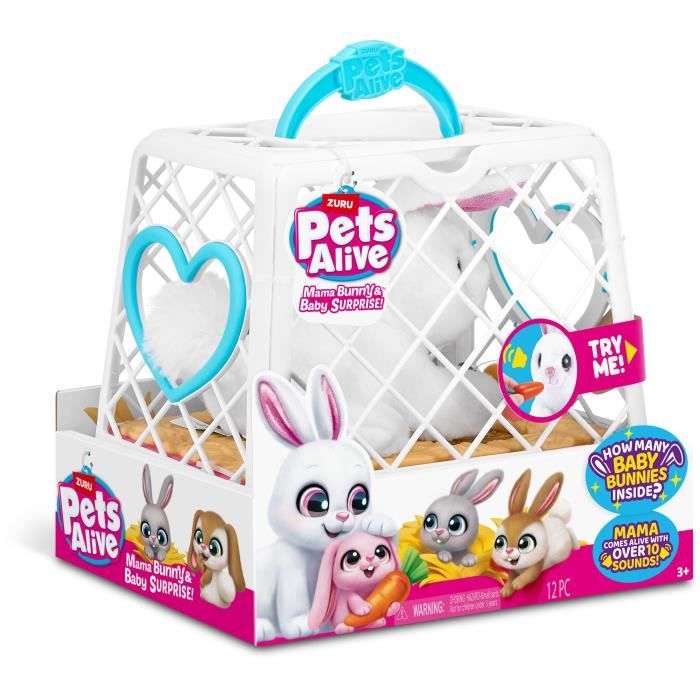 Interactive Game - ZURU - PETS ALIVE Mama Bunny & Baby - Sound Bunny - 10 Sounds - Surprise Babies